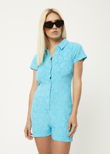 Afends Womens Moon - Hemp Terry Playsuit - Blue Daisy - Afends womens moon   hemp terry playsuit   blue daisy   streetwear   sustainable fashion