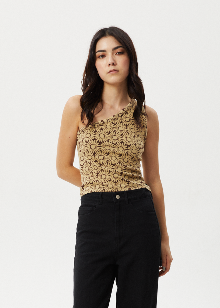 Afends Womens Daisy - One Shoulder Top - Toffee - Streetwear - Sustainable Fashion