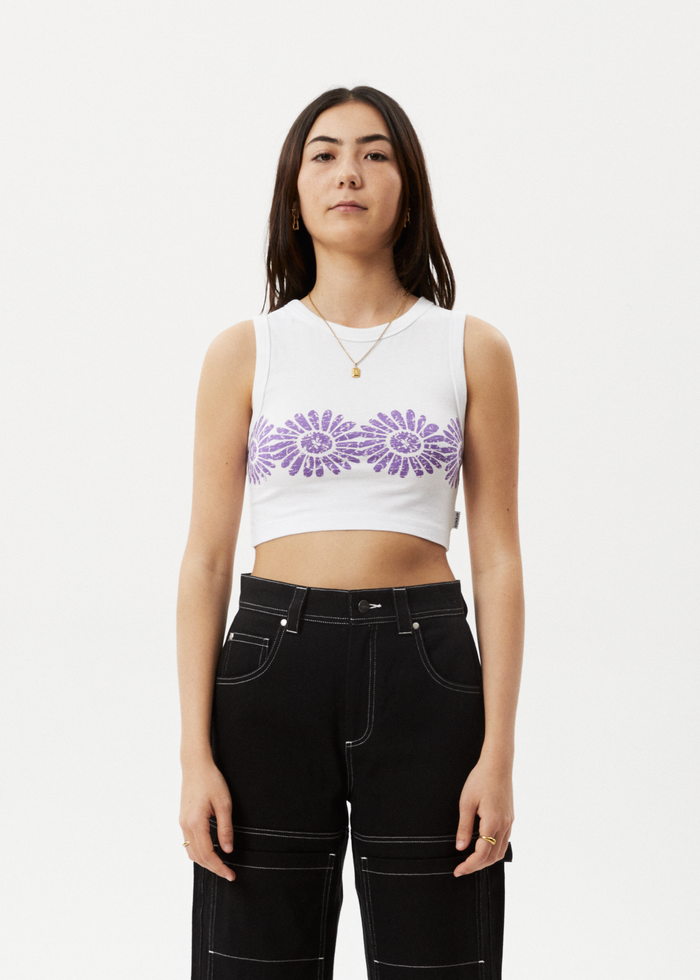 Afends Womens Daisy - Cropped Singlet - White - Streetwear - Sustainable Fashion