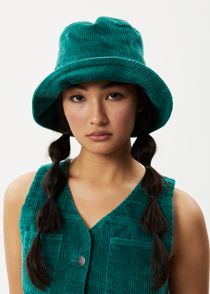 Afends Unisex Union - Corduory Wide Brim Hat - Emerald - Streetwear - Sustainable Fashion