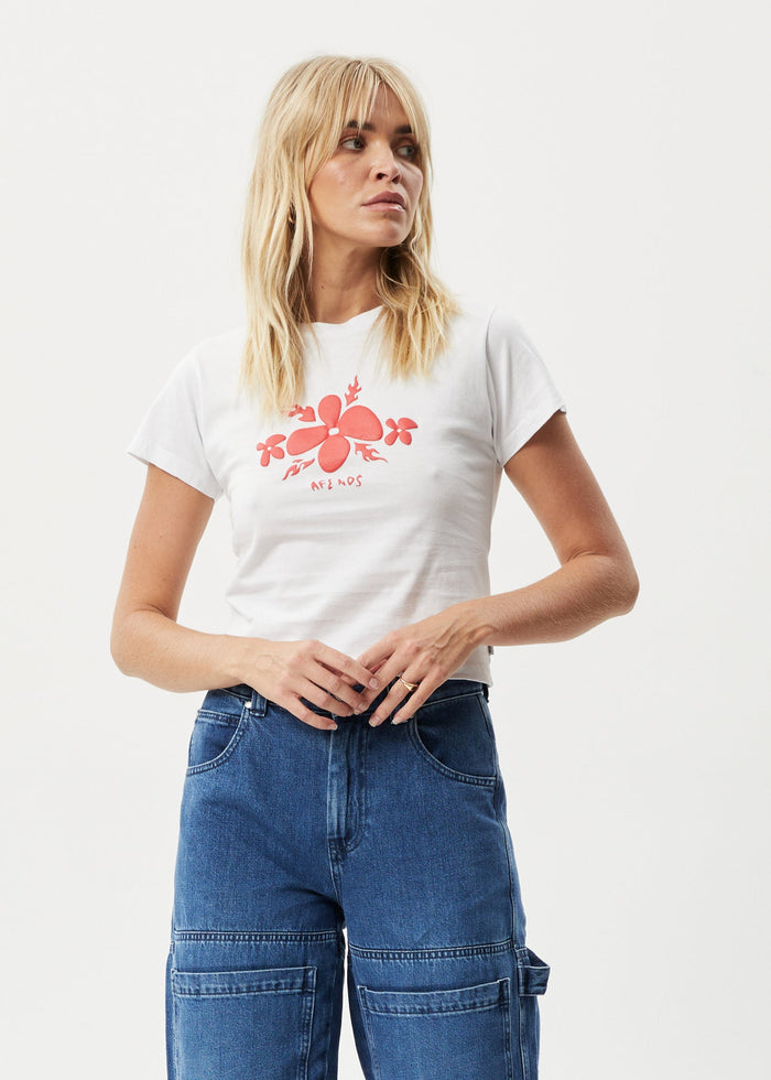 Afends Womens Island -  Baby T-Shirt - White - Streetwear - Sustainable Fashion