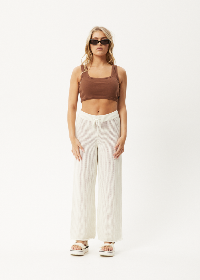 Afends Womens Ryder -  Knit Pants - White - Streetwear - Sustainable Fashion