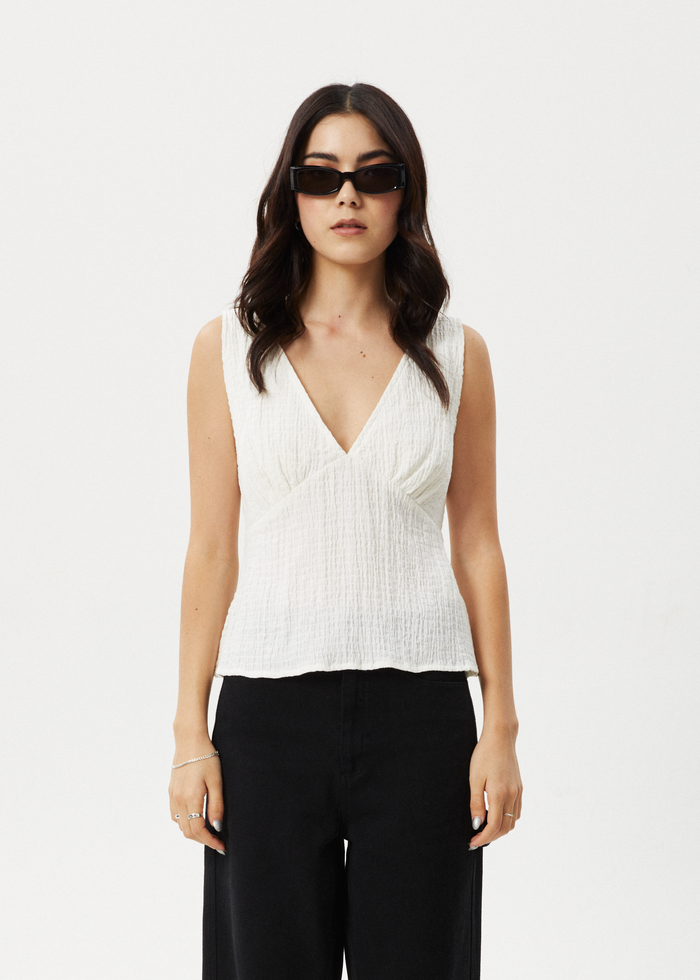 Afends Womens Focus - Sleeveless Top - White - Streetwear - Sustainable Fashion