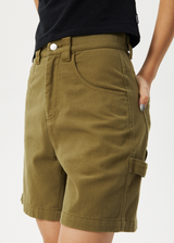 AFENDS Womens Emilie - Carpenter Shorts - Military - Afends womens emilie   carpenter shorts   military   streetwear   sustainable fashion