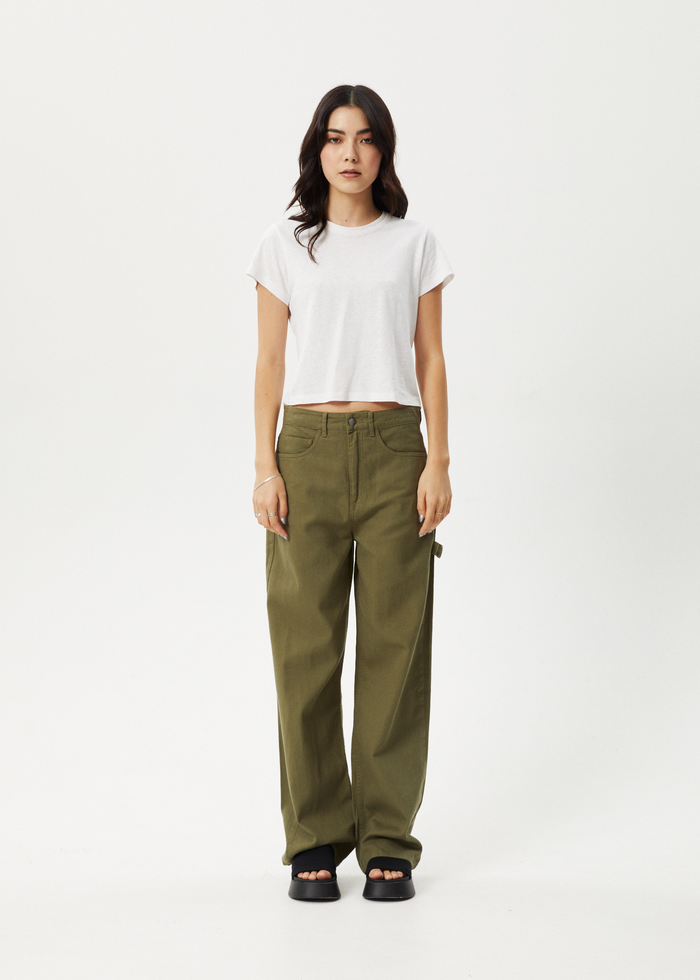 AFENDS Womens Roads - Carpenter Pant - Military - Streetwear - Sustainable Fashion