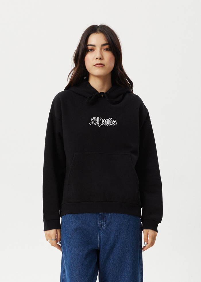 Afends Womens Burning - Pull On Hood - Black - Streetwear - Sustainable Fashion
