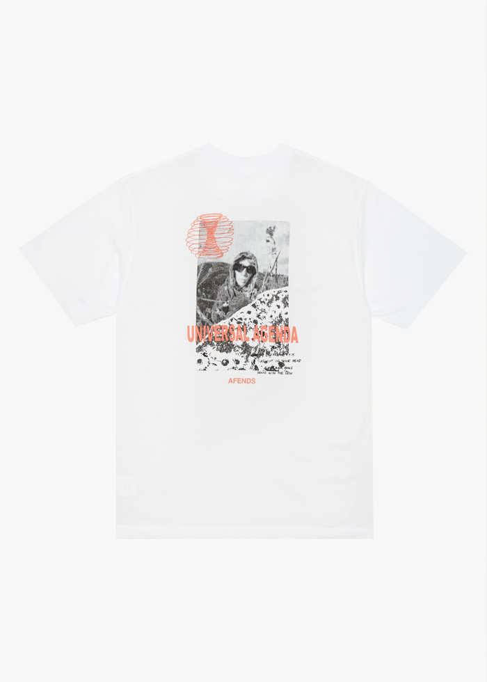 Afends Mens Agenda - Retro Graphic T-Shirt - White - Streetwear - Sustainable Fashion