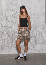 AFENDS Womens Check Out - Seersucker Boxer Short - Moonbeam Check - Afends womens check out   seersucker boxer short   moonbeam check
