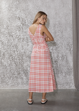 AFENDS Womens Kayla - Check Maxi Dress - Pink Check - Afends womens kayla   check maxi dress   pink check 