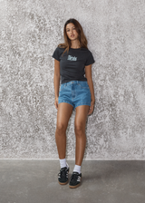 AFENDS Womens Sunbite - Baby Tee - Stone Black - Afends womens sunbite   baby tee   stone black