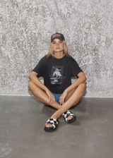 AFENDS Womens Rodeo - Oversized Tee - Stone Black - Afends womens rodeo   oversized tee   stone black