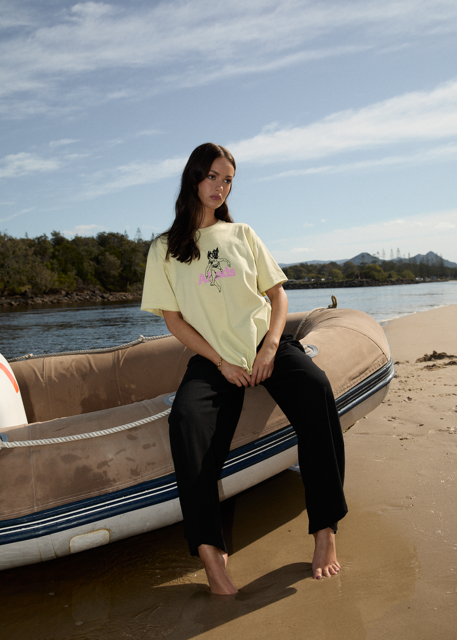 AFENDS Womens No Fury - Oversized Tee - Lemongrass