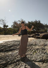 AFENDS Womens Hometown - Seersucker Maxi Skirt - Coffee - Afends womens hometown   seersucker maxi skirt   coffee