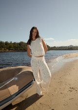 AFENDS Womens Saint - Knit Pant - White - Afends womens saint   knit pant   white