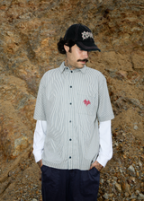 AFENDS Mens Bats - Striped Short Sleeve Shirt - Fuel - Afends mens bats   striped short sleeve shirt   fuel