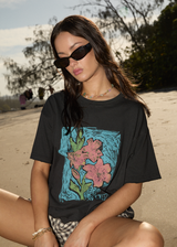AFENDS Womens Still Life - Oversized Tee - Stone Black - Afends womens still life   oversized tee   stone black
