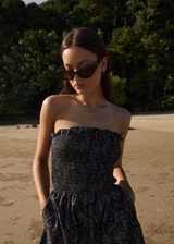 AFENDS Womens Paisley - Strapless Mini Dress - Black - Afends womens paisley   strapless mini dress   black 