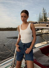 AFENDS Womens Layden - Rib Singlet - White - Afends womens layden   rib singlet   white