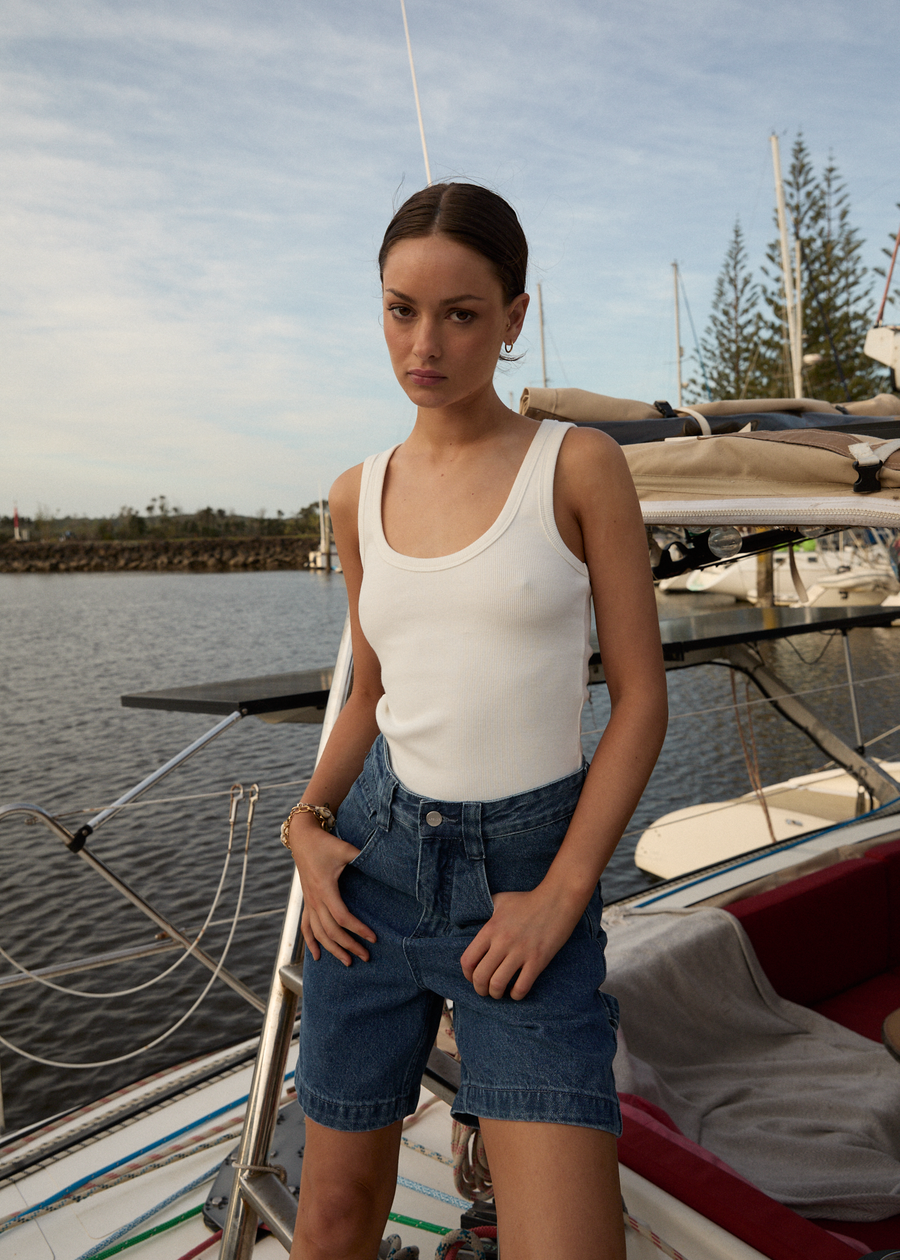 AFENDS Womens Layden - Rib Singlet - White