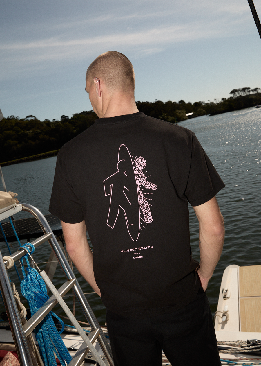 AFENDS Mens Altered - Heavyweight Boxy Tee - Black