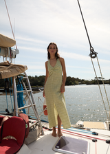 AFENDS Womens Darcy - Check Maxi Dress - Lemongrass Check - Afends womens darcy   check maxi dress   lemongrass check 