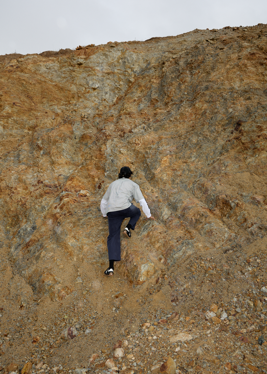 AFENDS Mens Overdie Glider - Overdyed Pleated Pant - Deep Sea