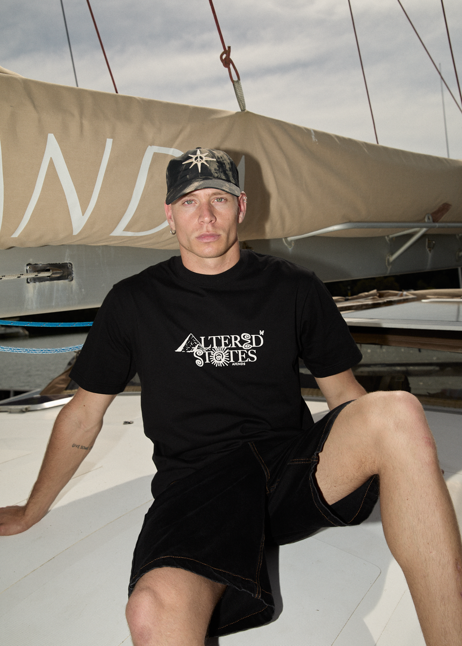 AFENDS Mens Deep State - Heavyweight Retro Tee - Black