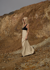 AFENDS Womens Charlotte - Maxi Dress - Biscuit / Black - Afends womens charlotte   maxi dress   biscuit / black