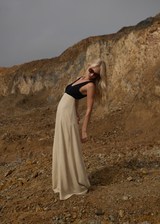 AFENDS Womens Charlotte - Maxi Dress - Biscuit / Black - Afends womens charlotte   maxi dress   biscuit / black