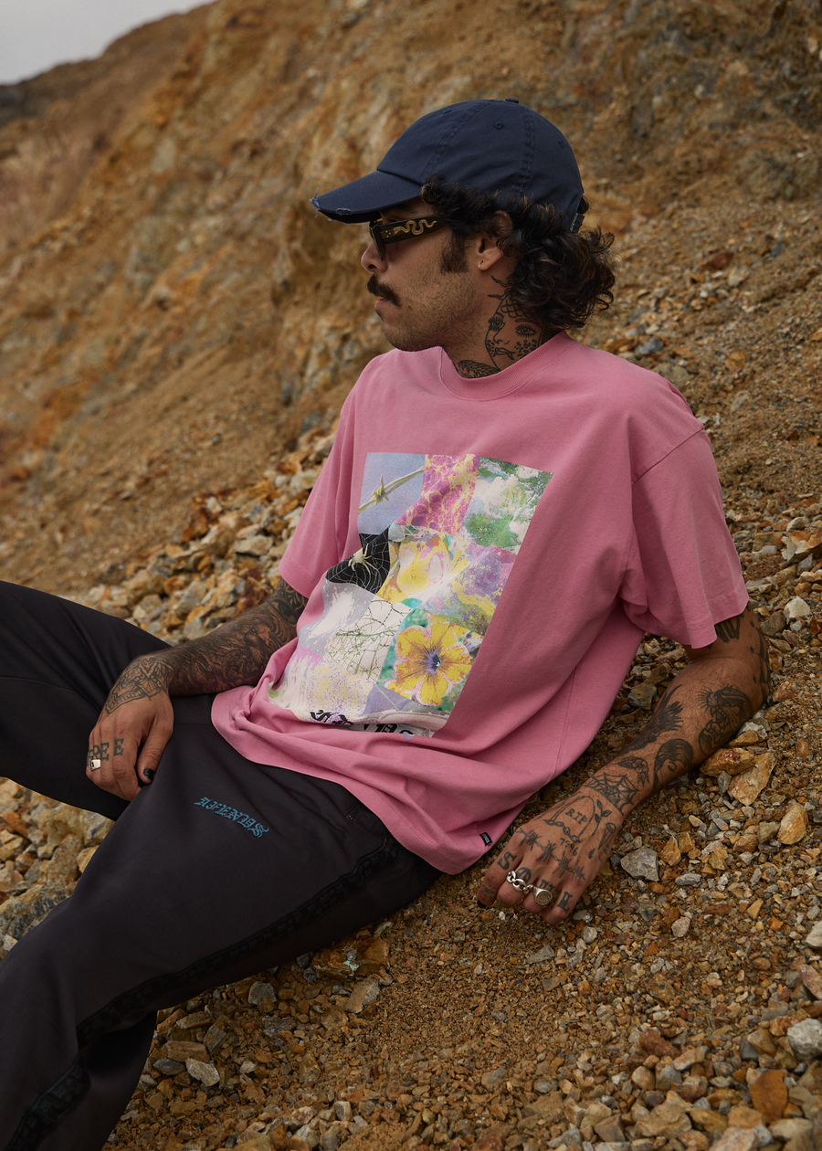 AFENDS Mens Sadworld - Heavyweight Boxy Tee - Washed Marrakesh