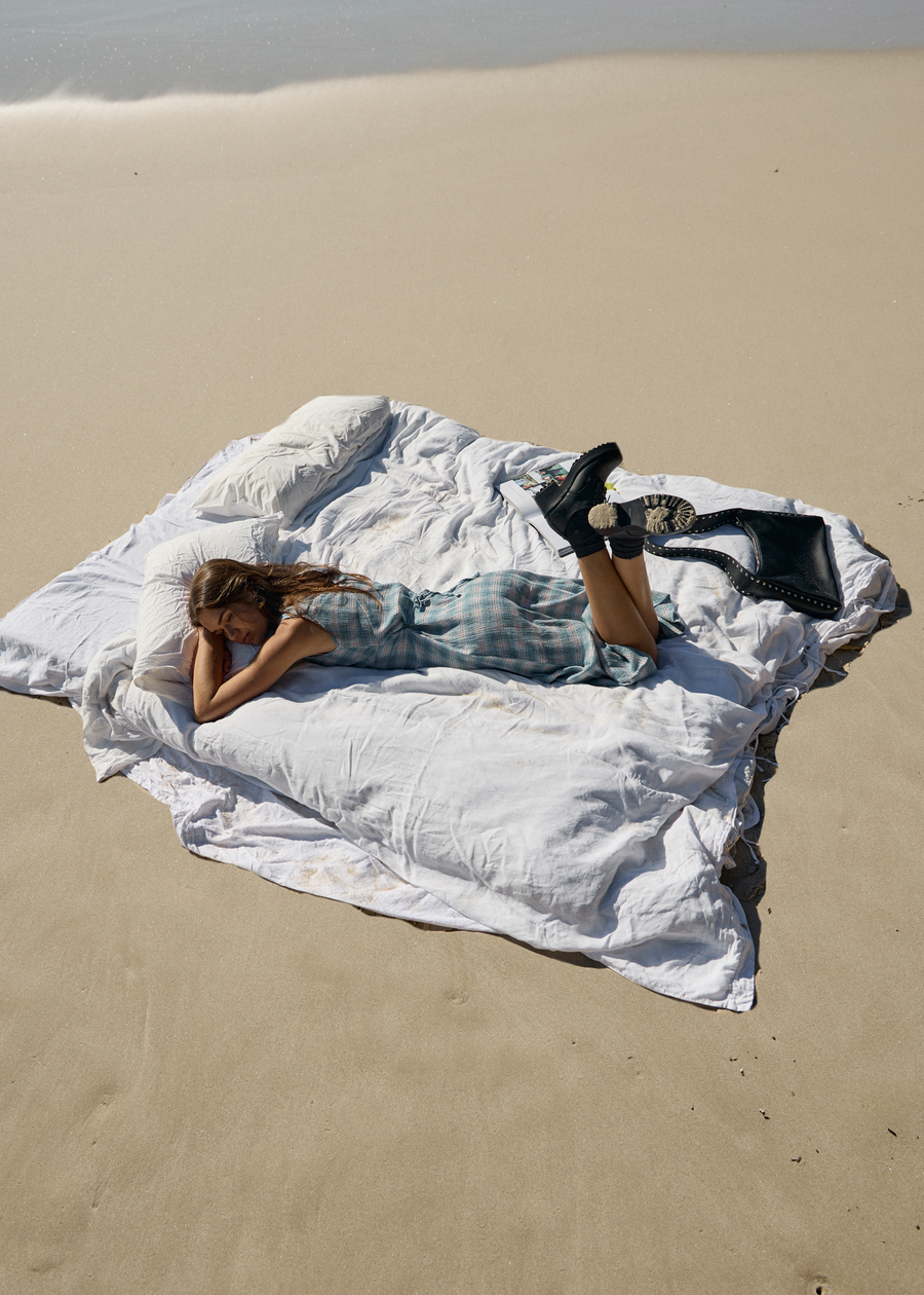 AFENDS Womens Position - Seersucker Maxi Dress - Lake Check