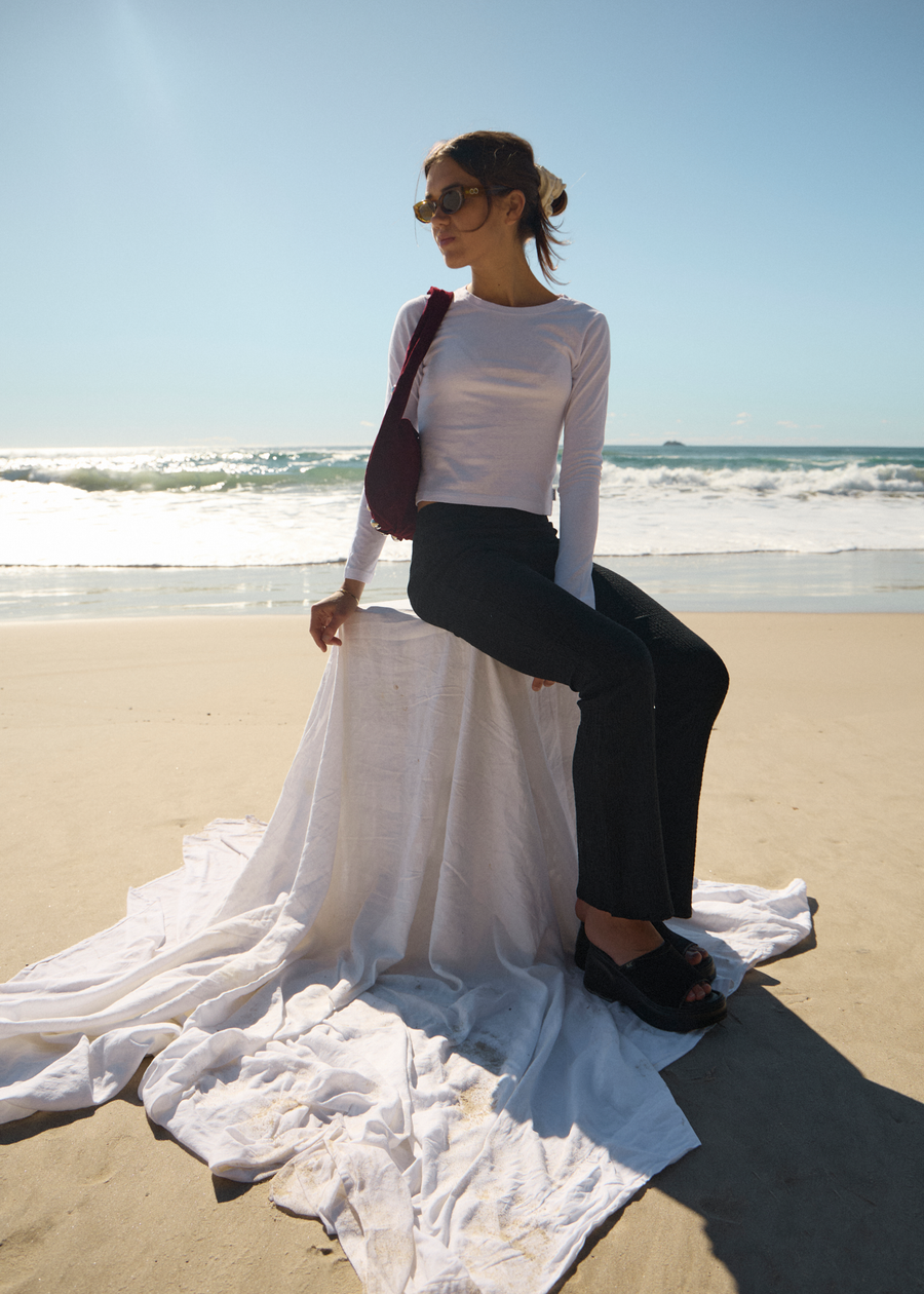 AFENDS Womens Focus - Seersucker Flare Pant - Black