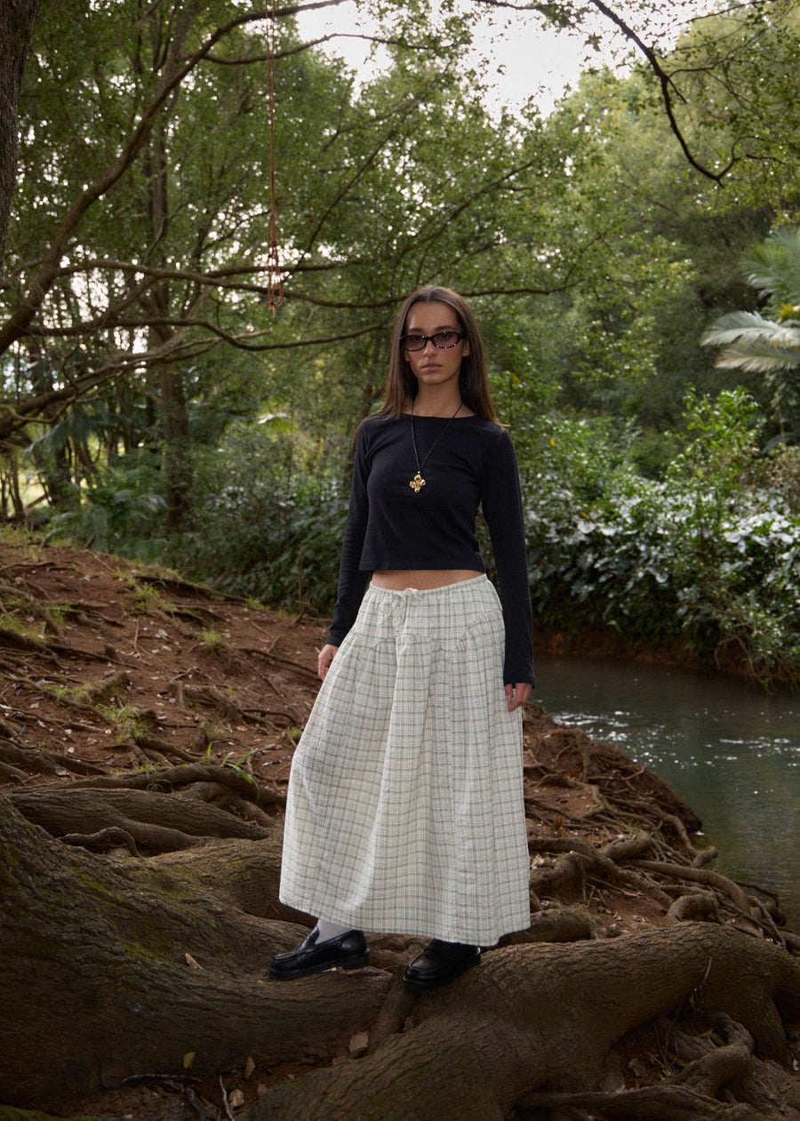 AFENDS Womens Legacy - Check Midi Skirt - Boa Check