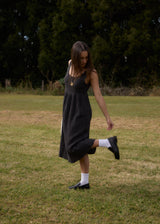 AFENDS Womens Dusk - Seersucker Check Midi Dress - Black Check - Afends womens dusk   seersucker check midi dress   black check
