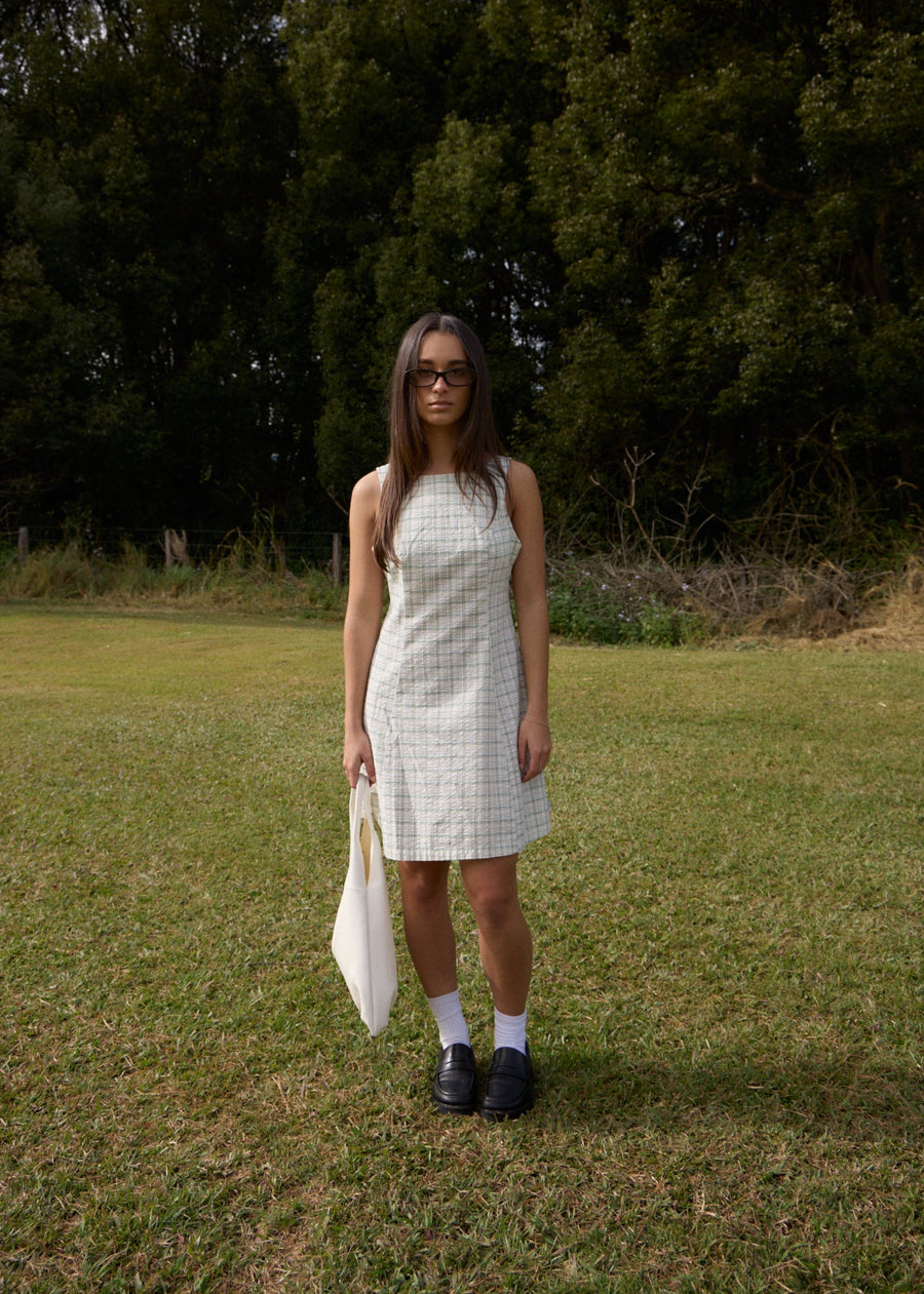 AFENDS Womens Legacy - Seersucker Mini Dress - Boa Check