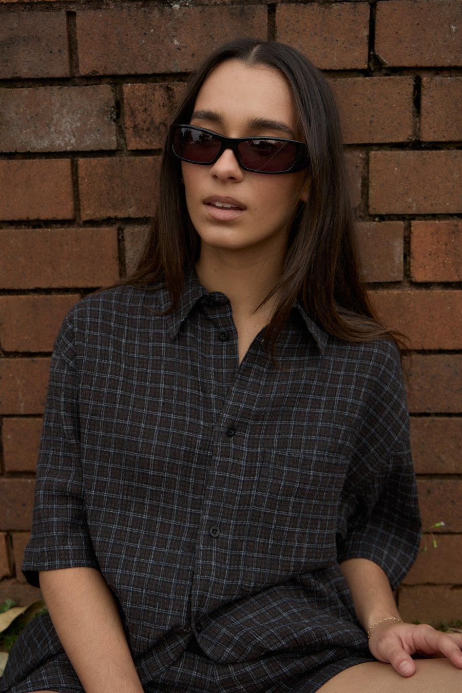 AFENDS Mens Dusk - Seersucker Check Shirt - Black Check