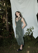 AFENDS Womens Gia - Cupro Maxi Dress - Deep Green - Afends womens gia   cupro maxi dress   deep green 