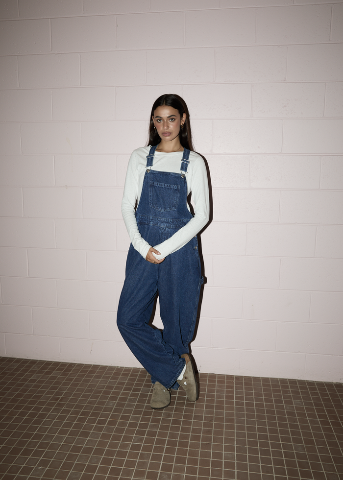 AFENDS Womens Louis - Denim Oversized Overall - Authentic Blue