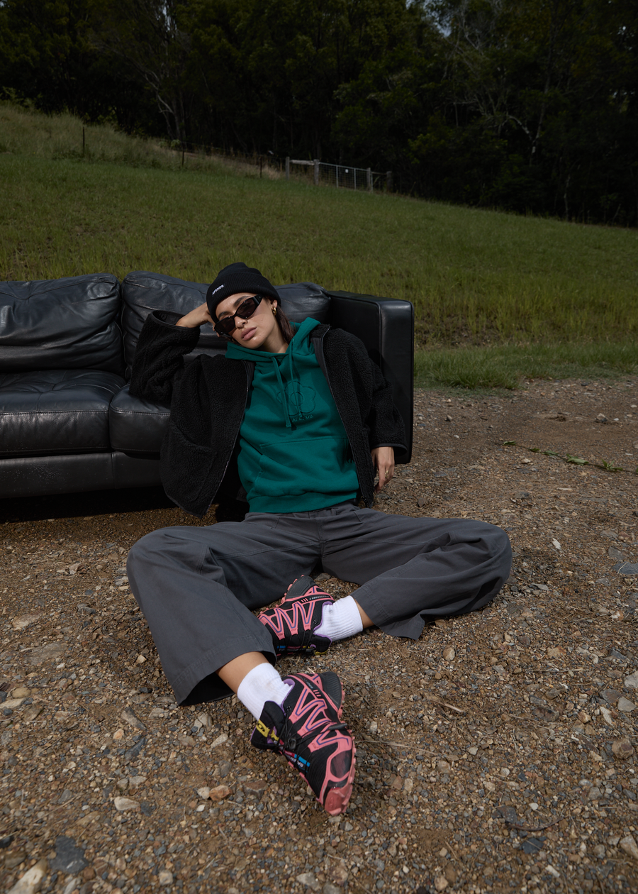 AFENDS Womens Lexi - Low Rise Workwear Pant - Gunmetal