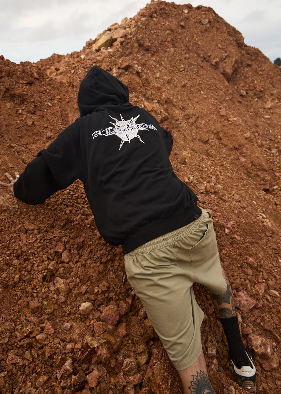 AFENDS Mens Spiked - Zip Hood - Black