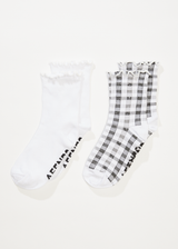 AFENDS Womens Leo - Socks Two Pack - White / Black - Afends womens leo   socks two pack   white / black 