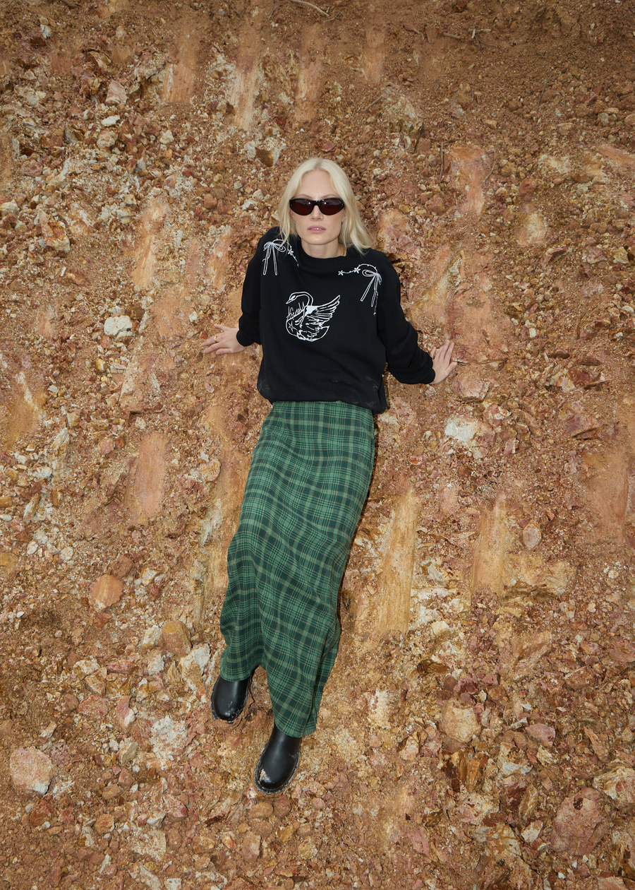 AFENDS Womens Lonnie - Seersucker Maxi Skirt - Hunter Green