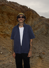 AFENDS Mens Overdie - Overdyed Short Sleeve Shirt - Deep Sea - Afends mens overdie   overdyed short sleeve shirt   deep sea