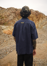 AFENDS Mens Overdie - Overdyed Short Sleeve Shirt - Deep Sea - Afends mens overdie   overdyed short sleeve shirt   deep sea