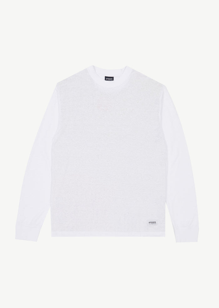 AFENDS Mens Essential - Long Sleeve Tee - White