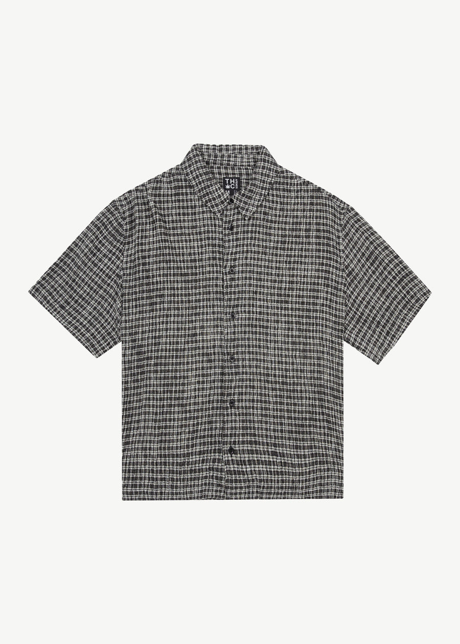 AFENDS Mens Asta - Seersucker Regular Shirt - Steel Check