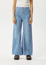AFENDS Womens Shadows Gigi - Denim Flared Jean - Arctic - Afends womens shadows gigi   denim flared jean   arctic