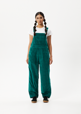 AFENDS Womens Louis - Corduroy Baggy Overall - Emerald - Afends womens louis   corduroy baggy overall   emerald