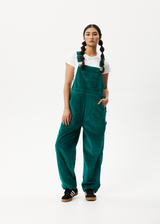 AFENDS Womens Louis - Corduroy Baggy Overall - Emerald - Afends womens louis   corduroy baggy overall   emerald