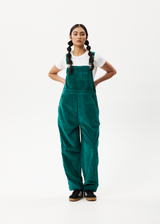 AFENDS Womens Louis - Corduroy Baggy Overall - Emerald - Afends womens louis   corduroy baggy overall   emerald